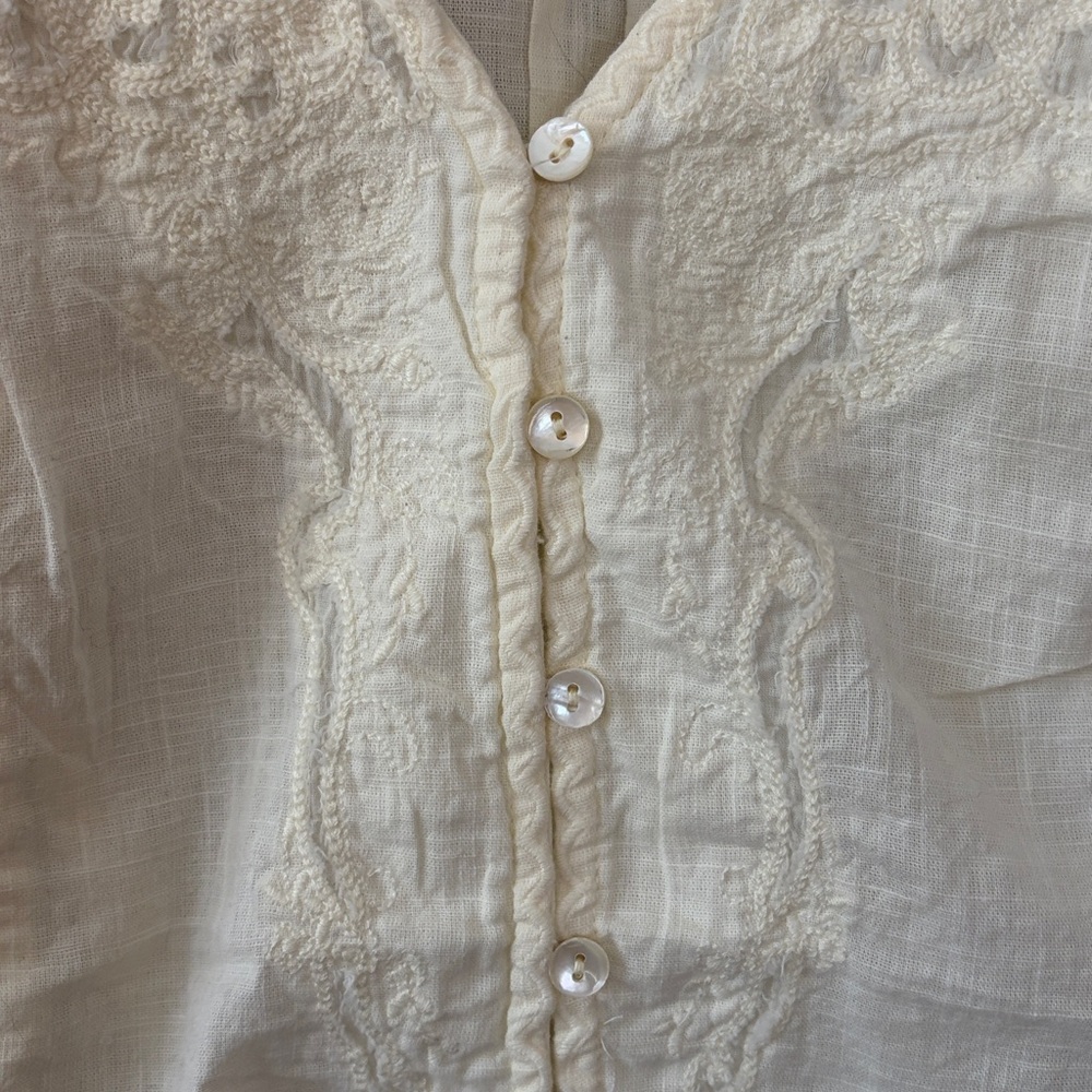 SOLD/NOT FOR SALE Free People Laurie Embroidered Blouse Boho Small Victorian - Picture 4 of 11